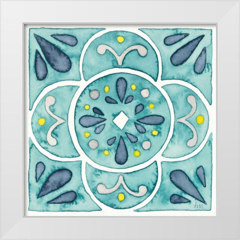 Garden Getaway Tile VII Teal White Modern Wood Framed Art Print by Marshall, Laura