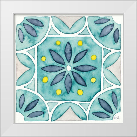 Garden Getaway Tile VIII Teal White Modern Wood Framed Art Print by Marshall, Laura
