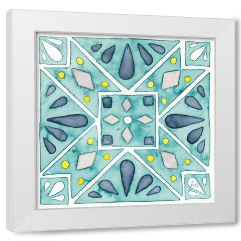 Garden Getaway Tile IX Teal White Modern Wood Framed Art Print by Marshall, Laura