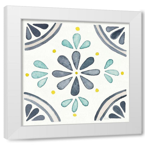 Garden Getaway Tile I White White Modern Wood Framed Art Print by Marshall, Laura