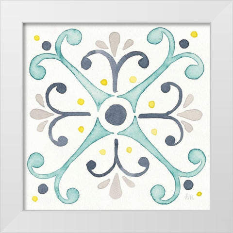 Garden Getaway Tile III White White Modern Wood Framed Art Print by Marshall, Laura