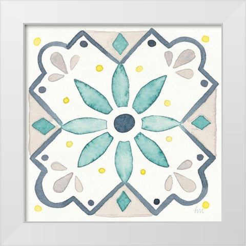 Garden Getaway Tile V White White Modern Wood Framed Art Print by Marshall, Laura