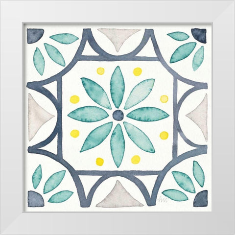 Garden Getaway Tile VIII White White Modern Wood Framed Art Print by Marshall, Laura