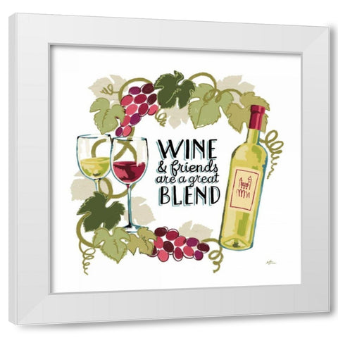 Wine and Friends V on White White Modern Wood Framed Art Print by Penner, Janelle