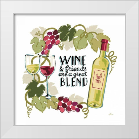 Wine and Friends V on White White Modern Wood Framed Art Print by Penner, Janelle