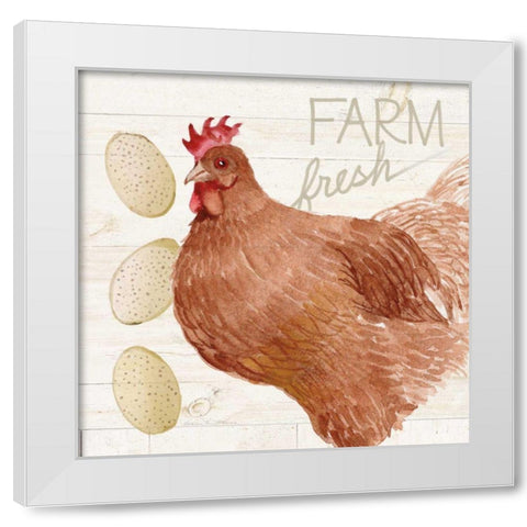 Life on the Farm Chicken II White Modern Wood Framed Art Print by McKenna, Kathleen Parr