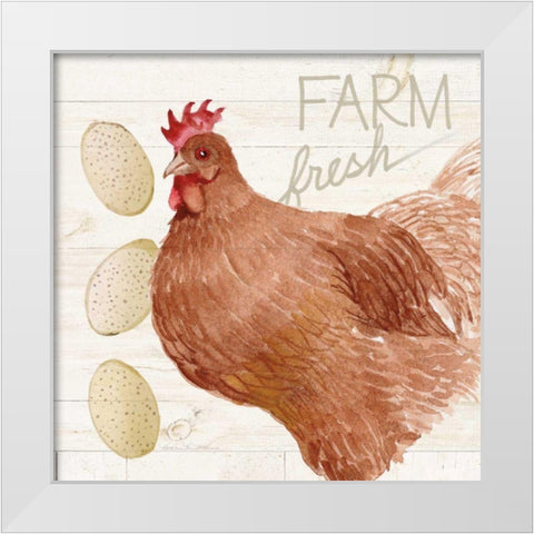 Life on the Farm Chicken II White Modern Wood Framed Art Print by McKenna, Kathleen Parr