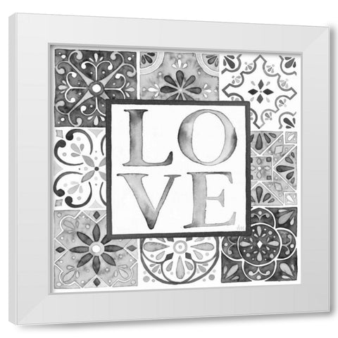Garden Getaway Patchwork I Love BW White Modern Wood Framed Art Print by Marshall, Laura