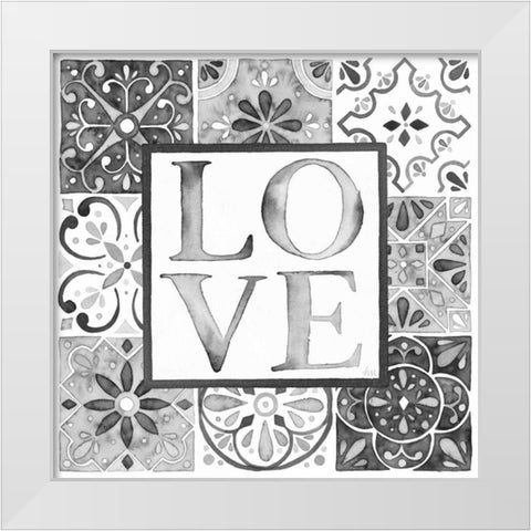 Garden Getaway Patchwork I Love BW White Modern Wood Framed Art Print by Marshall, Laura