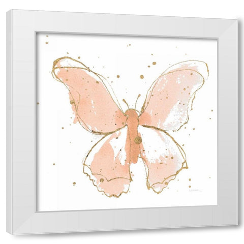 Gilded Butterflies II Blush White Modern Wood Framed Art Print by Novak, Shirley