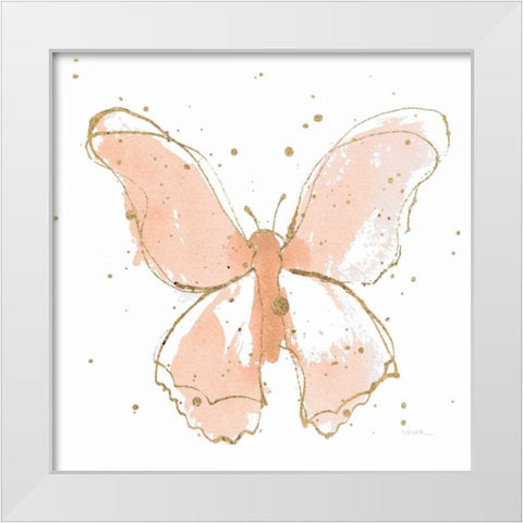 Gilded Butterflies II Blush White Modern Wood Framed Art Print by Novak, Shirley