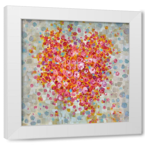 Circle of Hearts White Modern Wood Framed Art Print by Nai, Danhui