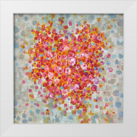 Circle of Hearts White Modern Wood Framed Art Print by Nai, Danhui