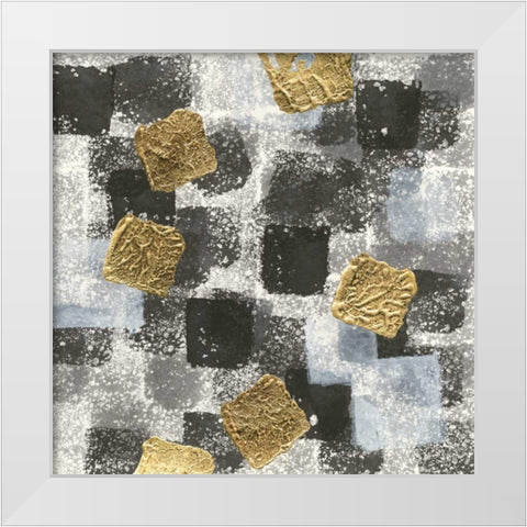 Gold Squares I White Modern Wood Framed Art Print by Paschke, Chris