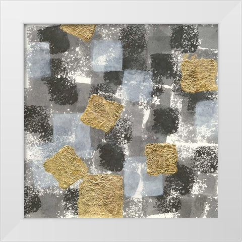 Gold Squares II White Modern Wood Framed Art Print by Paschke, Chris