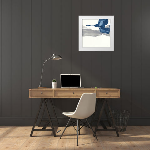 Sapphire and Gray I White Modern Wood Framed Art Print by Paschke, Chris
