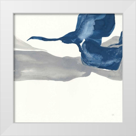 Sapphire and Gray I White Modern Wood Framed Art Print by Paschke, Chris