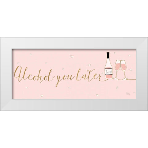 Underlined Bubbly IV Pink White Modern Wood Framed Art Print by Charron, Veronique