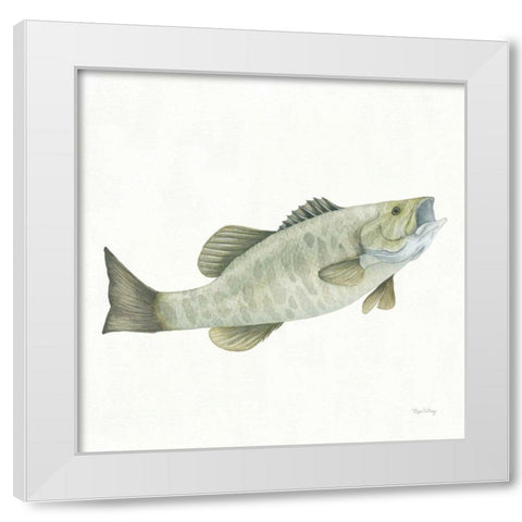 Gone Fishin Small Mouth White Modern Wood Framed Art Print by DeNeige, Elyse
