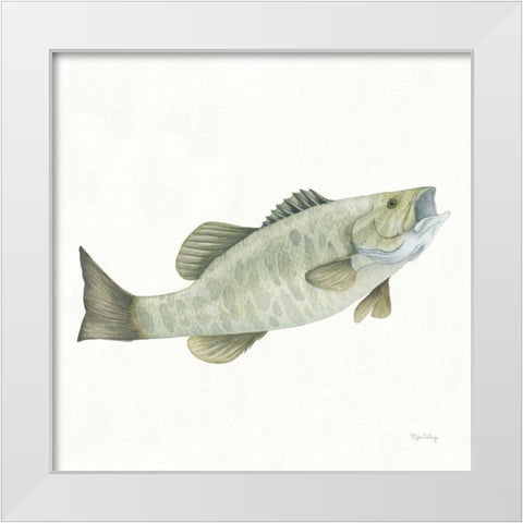 Gone Fishin Small Mouth White Modern Wood Framed Art Print by DeNeige, Elyse