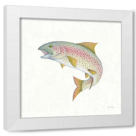 Gone Fishin Rainbow White Modern Wood Framed Art Print by DeNeige, Elyse