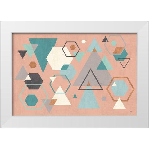 Abstract Geo I Pink White Modern Wood Framed Art Print by Charron, Veronique
