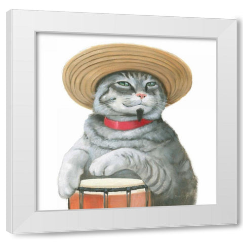 Cattitude II White Modern Wood Framed Art Print by Sullivan, Myles