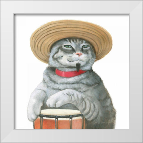 Cattitude II White Modern Wood Framed Art Print by Sullivan, Myles