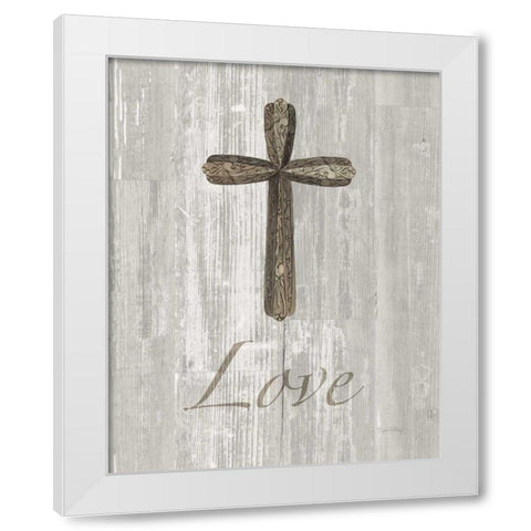 Words for Worship Love on Wood White Modern Wood Framed Art Print by DeNeige, Elyse