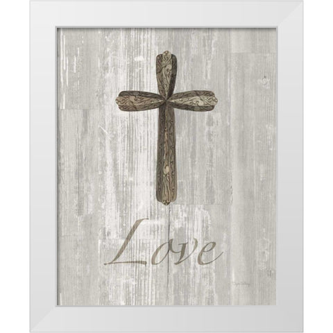 Words for Worship Love on Wood White Modern Wood Framed Art Print by DeNeige, Elyse