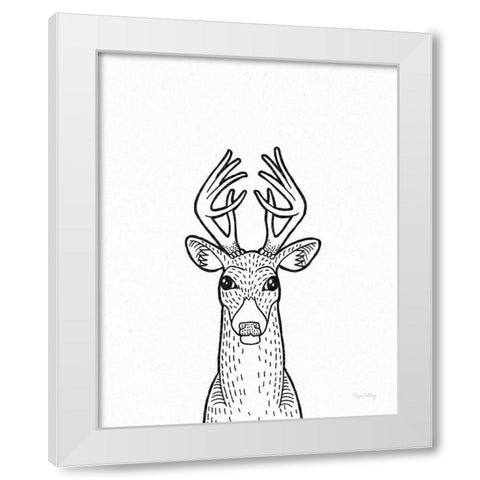 Forest Friends III Black and White Deer White Modern Wood Framed Art Print by DeNeige, Elyse