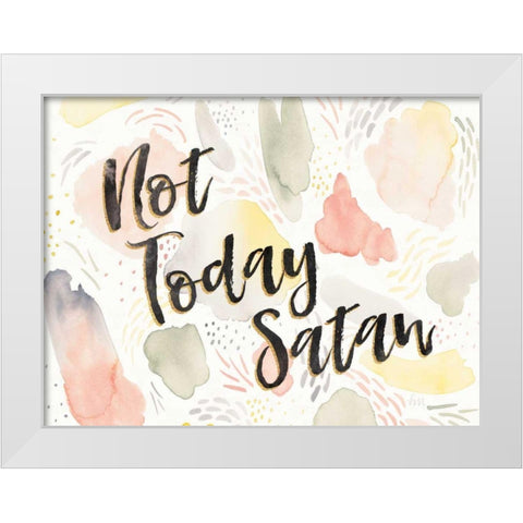 Meadow Breeze VI Not Today Satan White Modern Wood Framed Art Print by Marshall, Laura