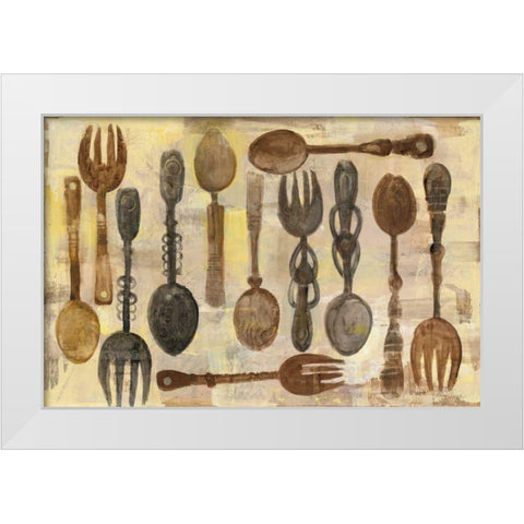 Spoons and Forks White Modern Wood Framed Art Print by Hristova, Albena