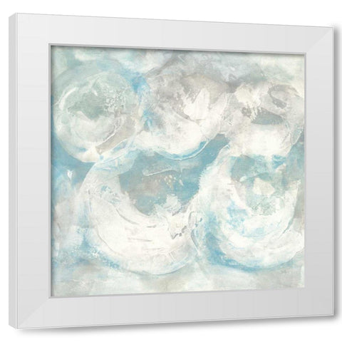 Pale Blue Circles IV White Modern Wood Framed Art Print by Paschke, Chris