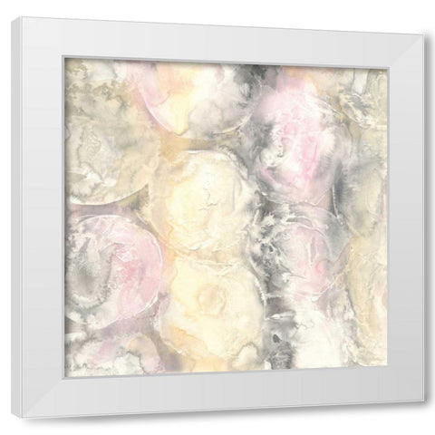 Blush Circles I White Modern Wood Framed Art Print by Paschke, Chris
