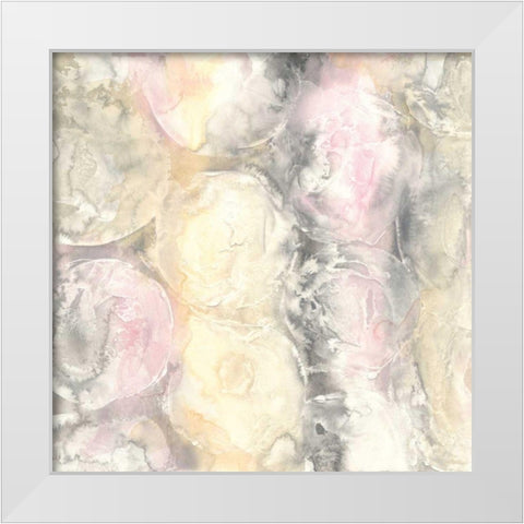 Blush Circles I White Modern Wood Framed Art Print by Paschke, Chris