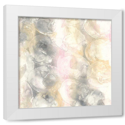 Blush Circles II White Modern Wood Framed Art Print by Paschke, Chris