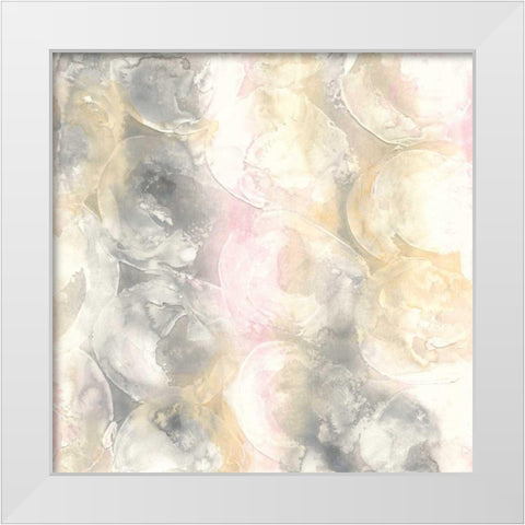 Blush Circles II White Modern Wood Framed Art Print by Paschke, Chris