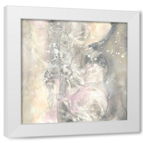 Blushing Snowflakes I White Modern Wood Framed Art Print by Paschke, Chris