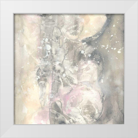 Blushing Snowflakes I White Modern Wood Framed Art Print by Paschke, Chris