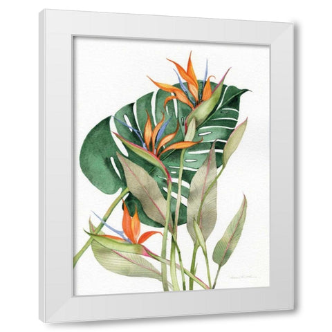 Botanical Birds of Paradise White Modern Wood Framed Art Print by McKenna, Kathleen Parr