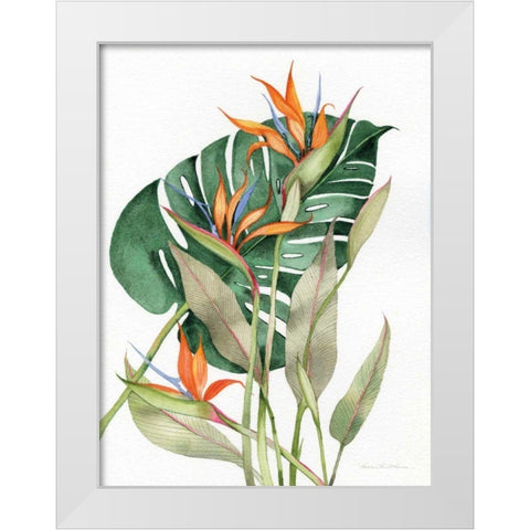Botanical Birds of Paradise White Modern Wood Framed Art Print by McKenna, Kathleen Parr