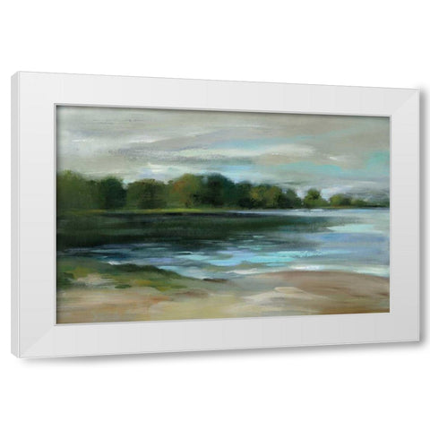 Lake Afternoon Stillness White Modern Wood Framed Art Print by Vassileva, Silvia