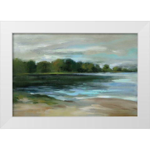 Lake Afternoon Stillness White Modern Wood Framed Art Print by Vassileva, Silvia