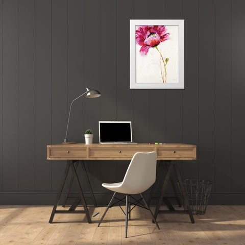 Big Red Blossom White Modern Wood Framed Art Print by Griggs, Jan