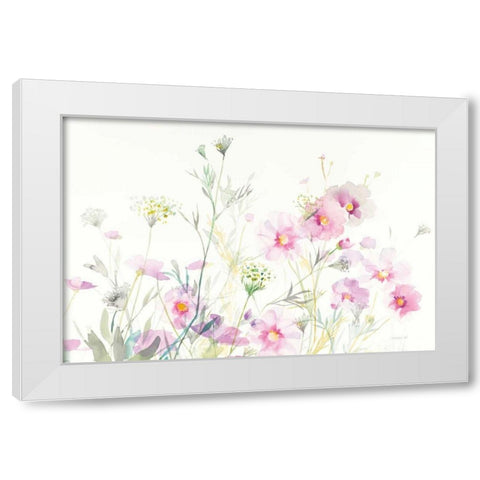 Queen Annes Lace and Cosmos on White White Modern Wood Framed Art Print by Nai, Danhui