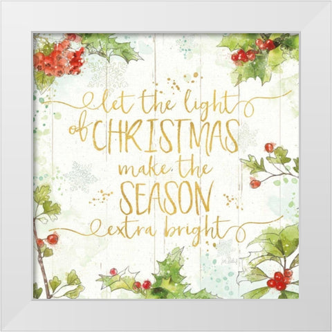 Christmas Sentiments II Gold on Wood White Modern Wood Framed Art Print by Pertiet, Katie