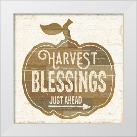 Harvest Blessings Just Ahead White Modern Wood Framed Art Print by Pela Studio