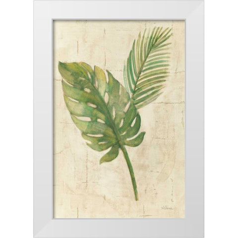 Tropical Leaves Neutral White Modern Wood Framed Art Print by Hristova, Albena