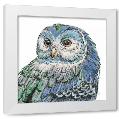 Beautiful Owls I Peacock Crop White Modern Wood Framed Art Print by Brissonnet, Daphne